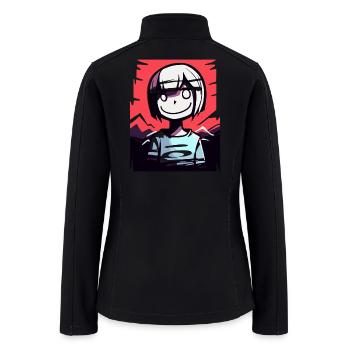 Smiling Girl with Bold Red Sky - Women’s Soft Shell Jacket - black - Back