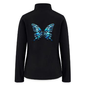 Azure Drift Monarch Pebble Butterfly - Women’s Soft Shell Jacket - black - Back