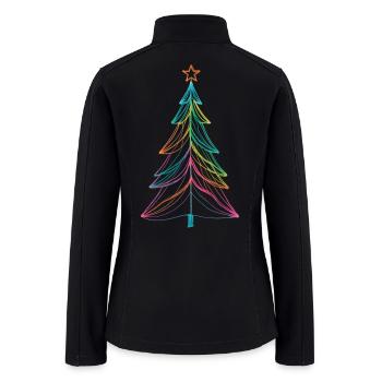 Merry Christmas Pine Tree Drawing Print - Women’s Soft Shell Jacket - black - Back