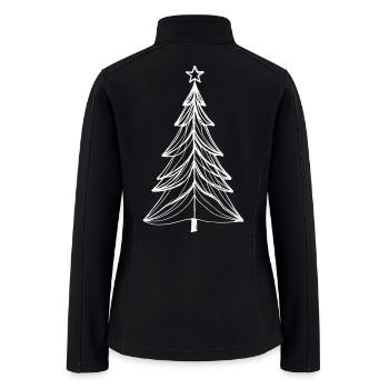 Merry Christmas Pine Tree Drawing Print - Women’s Soft Shell Jacket - black - Back