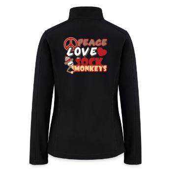 PEACE LOVE SOCK MONKEYS SHIRT - Women’s Soft Shell Jacket - black - Back
