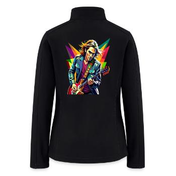 Vibrant Guitarist in Motion - Women’s Soft Shell Jacket - black - Back