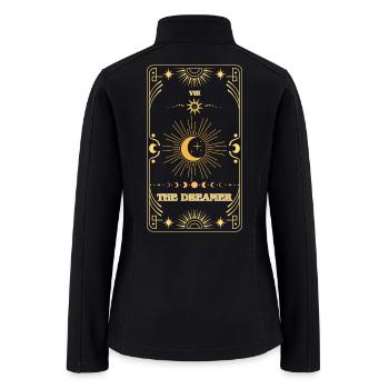 The Dreamer Celestial Tarot Card Gold Art - Women’s Soft Shell Jacket - black - Back