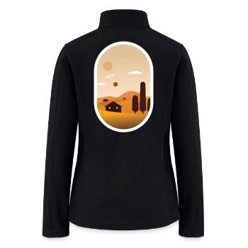 Warm Minimalist Sunset Landscape Illustration - Women’s Soft Shell Jacket - black - Back