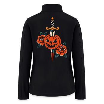 Pumpkin Blade Lantern with Roses - Women’s Soft Shell Jacket - black - Back