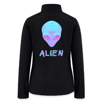 Neon Alien Head Art Cosmic Space Vibes Tee - Women’s Soft Shell Jacket - black - Back