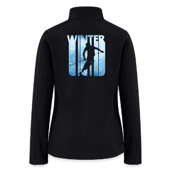 Vintage Winter Holiday. Ski slalom Gifts. Skier. - Women’s Soft Shell Jacket - black - Back