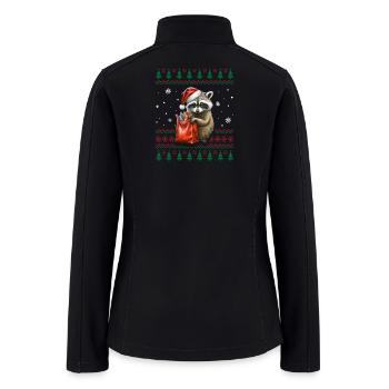 Christmas Santa Hat Raccoon Pajamas - Women’s Soft Shell Jacket - black - Back