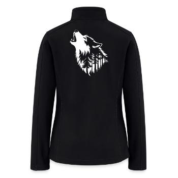 Howling Wolf & Forest Silhouette - Women’s Soft Shell Jacket - black - Back