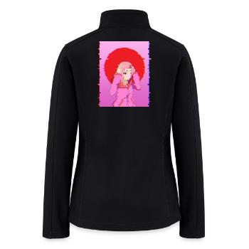Glitch Aesthetic Anime Girl Digital Art Design - Women’s Soft Shell Jacket - black - Back