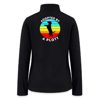 Rainbow Sunset Dog Emblem - Women’s Soft Shell Jacket - black - Back