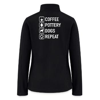 Coffee Pottery Dogs Repeat Lifestyle - Women’s Soft Shell Jacket - black - Back