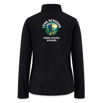 Less Screens More Hiking Scenes Female Hiking - Women’s Soft Shell Jacket - black - Back