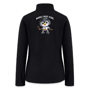 Cute Penguin Hockey Player Cartoon USA - Women’s Soft Shell Jacket - black - Back