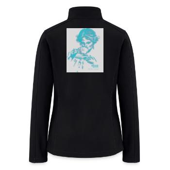 Cyan Coffee Sketch Portrait - Women’s Soft Shell Jacket - black - Back