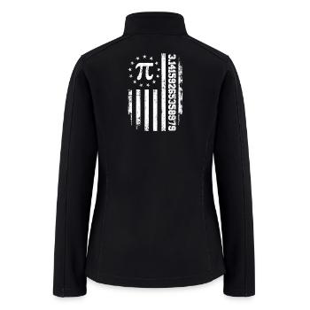 Pi Day American Flag Patriotic Math Nerd 3.14  - Women’s Soft Shell Jacket - black - Back