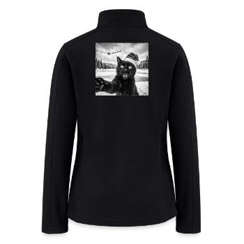 Funny Black Cat Selfie with Santa Christmas Pjs - Women’s Soft Shell Jacket - black - Back