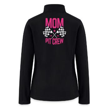 Mom Pit Crew Racing Checker Flags - Women’s Soft Shell Jacket - black - Back