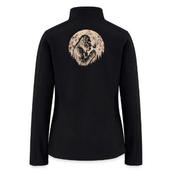 Bigfoot Blowing Dandelion Full Moon Sasquatch - Women’s Soft Shell Jacket - black - Back