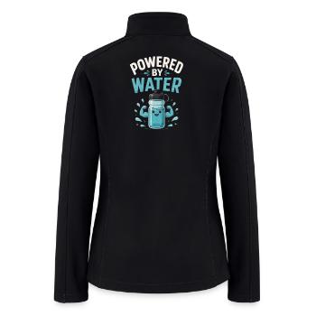 Powered by Water Bottle Mascot - Women’s Soft Shell Jacket - black - Back