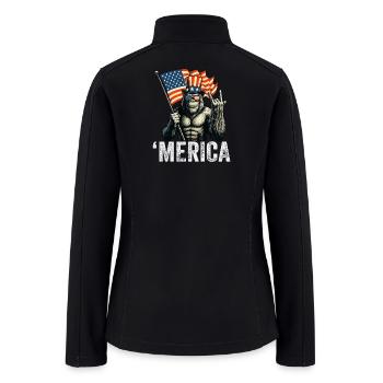 Bigfoot Merica Rock American Flag - Women’s Soft Shell Jacket - black - Back