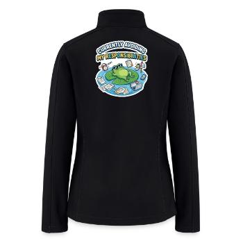 Funny Frog Avoiding Responsibilities Design - Women’s Soft Shell Jacket - black - Back