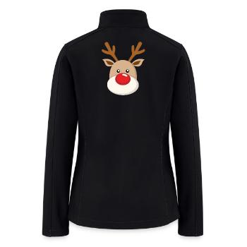 Cute Reindeer Face Rudolph Christmas Xmas - Women’s Soft Shell Jacket - black - Back