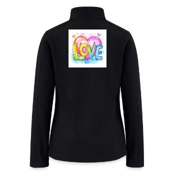 Colorful Watercolor Love Letters - Women’s Soft Shell Jacket - black - Back
