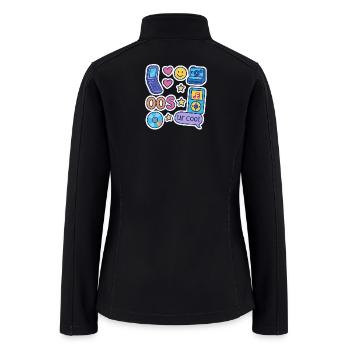 Retro Tech and Emojis Sticker Design - Women’s Soft Shell Jacket - black - Back