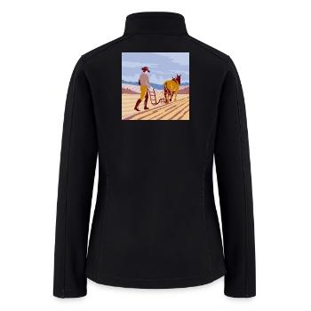 Farmer in Palouse Eastern Washington State WPA Art - Women’s Soft Shell Jacket - black - Back