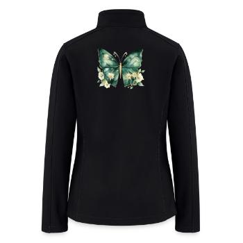 Emerald green butterfly  - Women’s Soft Shell Jacket - black - Back