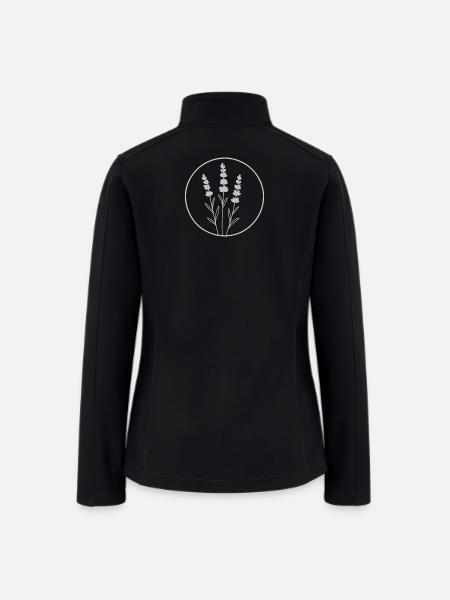 Lavender Circle Botanical Lineart - Women’s Soft Shell Jacket - black