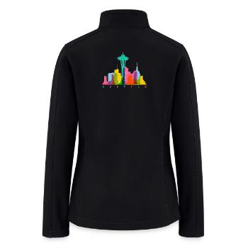 Vibrant Seattle Skyline Silhouette - Women’s Soft Shell Jacket - black - Back