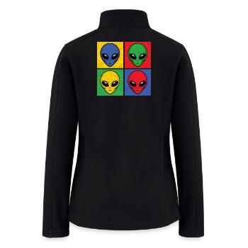 Aliens Pop-Art Popart Vintage Alien Heads Faces - Women’s Soft Shell Jacket - black - Back
