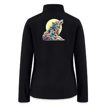 Howling Wave Wolf Abstract - Women’s Soft Shell Jacket - black - Back