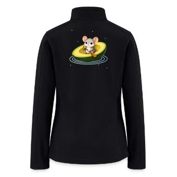 Cute Mouse in an Avocado – Kawaii Animal Design - Women’s Soft Shell Jacket - black - Back