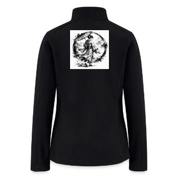 Sumi-e Geisha in Ink Circle - Women’s Soft Shell Jacket - black - Back