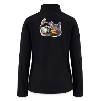 Pet Duo: Husky Bow & Burger Cat - Women’s Soft Shell Jacket - black - Back