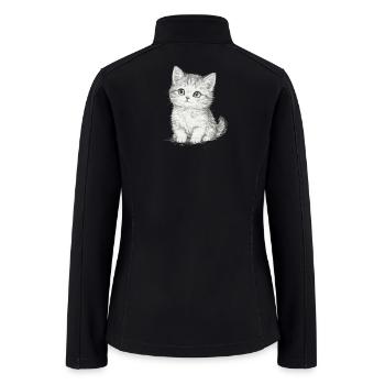 Line Art Kitten Sketch - Women’s Soft Shell Jacket - black - Back