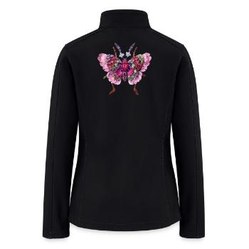 Pink Floral Butterfly Rose Hydrangea - Women’s Soft Shell Jacket - black - Back