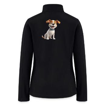 Blue Collar Cutie: Cartoon Dog - Women’s Soft Shell Jacket - black - Back