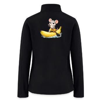 Cute Mouse on a Banana – SUP Kawaii Design - Women’s Soft Shell Jacket - black - Back