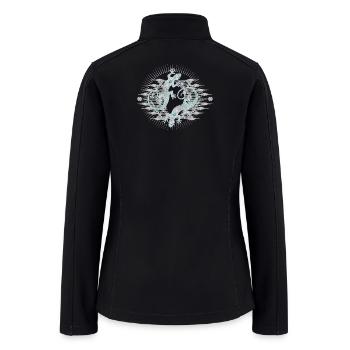 Two Artful Geckos in a Silver Ornamental Circle - Women’s Soft Shell Jacket - black - Back