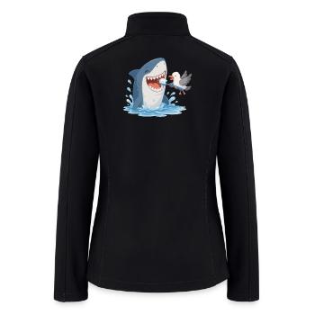 Shark brushing teeth with a seagull - Women’s Soft Shell Jacket - black - Back