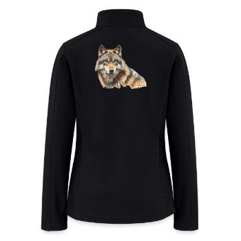 Warm Watercolor Wolf - Women’s Soft Shell Jacket - black - Back