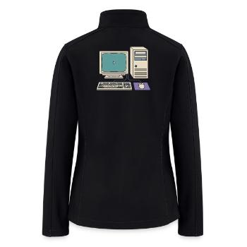 Retro 90s Computer Aesthetic Vintage PC Tech Geek  - Women’s Soft Shell Jacket - black - Back