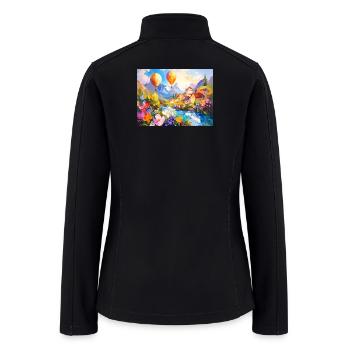Oil painting of European village #1 - Women’s Soft Shell Jacket - black - Back