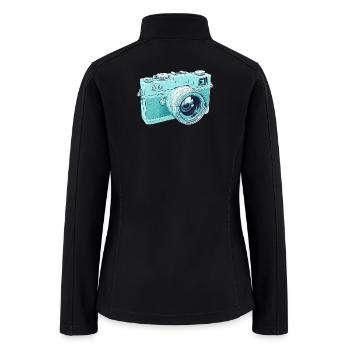 Cyan Vintage Camera Illustration - Women’s Soft Shell Jacket - black - Back