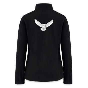 White Owl in Flight Illustration - Women’s Soft Shell Jacket - black - Back