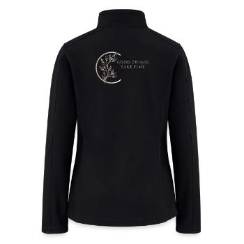 Good Things Take Time Botanical Logo - Women’s Soft Shell Jacket - black - Back